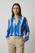 Wave Print Blouse - Blue