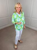 Blouse with Collar Underlay - White and Green
