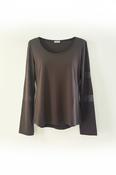 Top With Mesh Insets At Sleeve - CHOCOLATE image