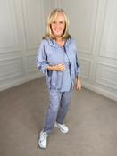 Drawstring Hem Zip Jacket - Dove and White image