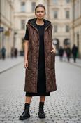 Long Quilted Waistcoat - CHOCOLATE
