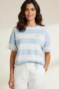 Stripe Short Sleeve Sweater - Powder Blue image