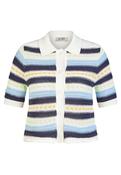 Stripe Short Sleeve Cardigan - Nature image