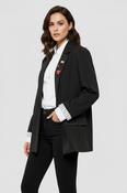 Long Pinstripe Blazer - Black image