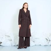 Long double-breasted coat with flap pock - Coffee image
