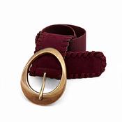 Round-Buckle Elastic Waist Belt - Wine