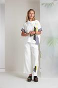 Wide Leg Print Pant - White and Carbon image