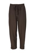 Drawstring Pant with Tab at Hem - CHOCOLATE