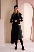 High Neck Dress With Print Pocket - Black and Chocolate