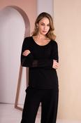 Top With Mesh Insets At Sleeve - Black image