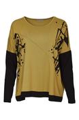 Print Top With Front Angle Seam - Avocado and Black image