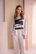 Brush Stroke Placement Print Top - Mink and Black image