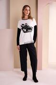 Drawstring Pant with Tab at Hem - Black