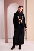Colour Block Placement Print Top - Black and Clove image
