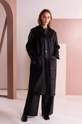 Jaquard Leather Look Coat - Black