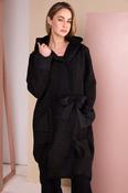 Jaquard Section Coat With Ring Tie Detail - Black and Chocolate