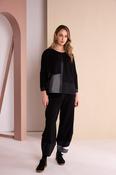Shaped Hem Pant With Colour Inset - BLACK and GREY image