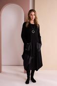 Leather Look Circle Necklace - Black and Silver