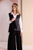 Waistcoat With Leatherette Panel - Black
