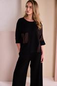 Top With Print Sections - Black and Chocolate image