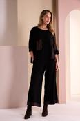 Wide Leg Pant With Print Cuff - Black and Chocolate image
