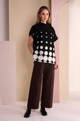 Spot Border Print High Neck Top - Black and Stone image