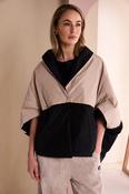 Roll Collar Jacket with Bating Sleeve - Black and Stone image