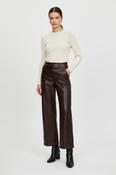Wide Leg Leatherette Pant - CHOCOLATE image