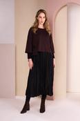Two Piece Crushed Dress With Overtop - Black and Chocolate