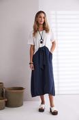 Dress with Contrast Colour Skirt - White and Eclipse image