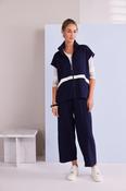 High Neck Zip Top - French Blue and White image