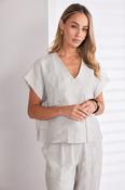 Patch Pocket Top with Button Detail - Ash image