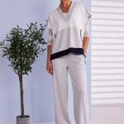 Pant with Contrast Panel - Silver and French Blue image