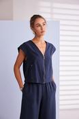 Short Zip V Neck Top - Eclipse image