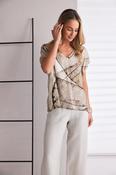 Graphic Print V Neck Top - Ash image