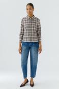 Check Blouse - Light Camel and Lilac image