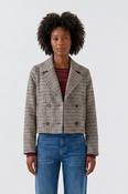 Check Double Breast Jacket - Stone and Grey image
