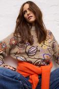 Floral Sweater - Camel and Violet