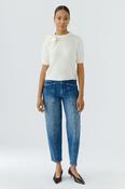 Short Sleeve Sweater with Bow - Gardenia image