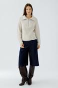 Ribbed Sweater with Zip Collar - Off White image