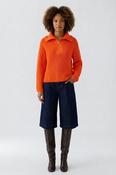 Ribbed Sweater with Zip Collar - Orangeade image