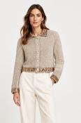 Sequin Trim Knit Cardigan - Light Beige image