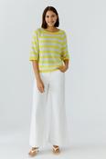 Stripe half Sleeve Sweater - Yellow and Green image