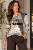 Pattern Long Sleeve Top - Camel image