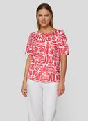 Print Top with Drawstring Neck - Coral image