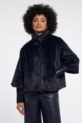 Faux Fur Jacket with Ribbed Cuffs - Dark Navy image
