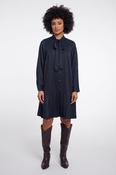 Pleated Dress with Neck Tie - Dark Navy
