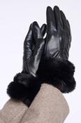 Gloves with Faux Fur - Black image