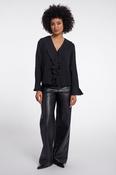 Blouse with Voilant Neckline - Black