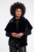 Short Sleeve Faux Fur Jacket - Black image